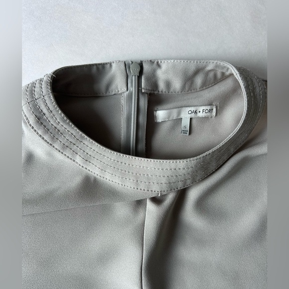 Oak + Fort belt wrap midi beige neutral round neck midi dress - Picture 9 of 12